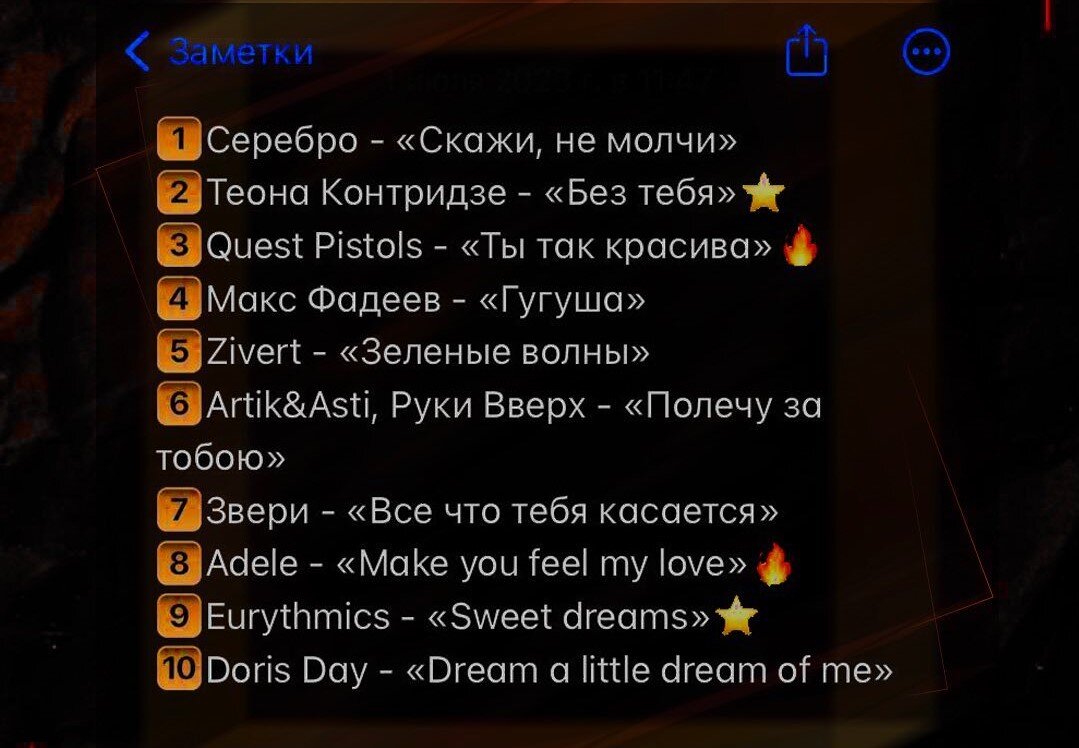 Список песен