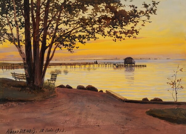 Альберт Бенуа. Берег Финского залива после заката, 1913