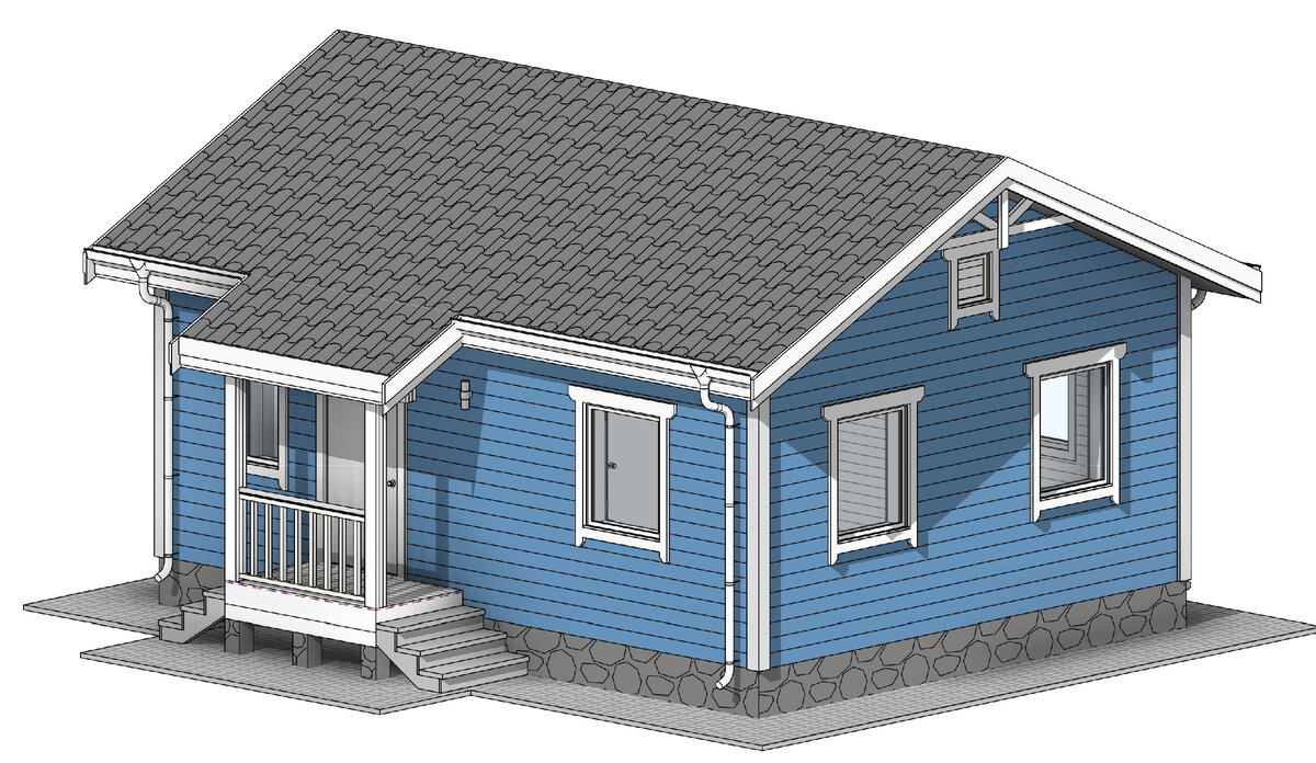 Простой какрасный домик 6х8 с 2 спальнями. Обзор проекта + смета на ...