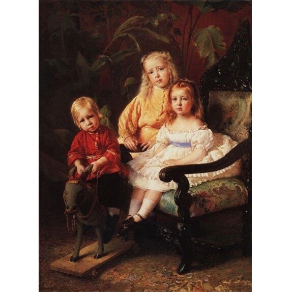 Константин Маковский. Портрет детей Стасовых. Начало 1870-х. Государственный Русский Музей