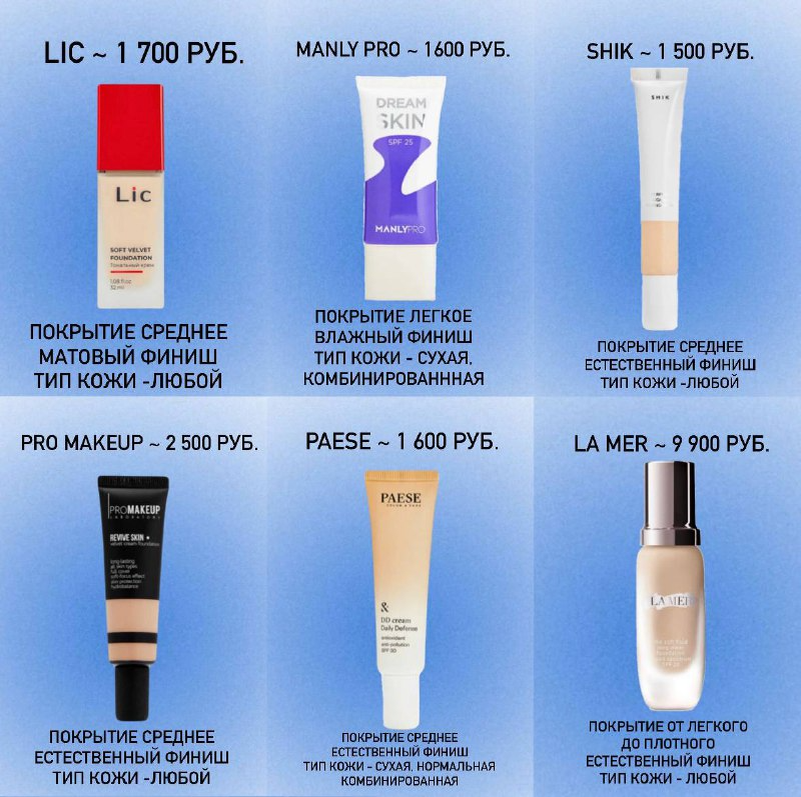 Подборка тонального средства.