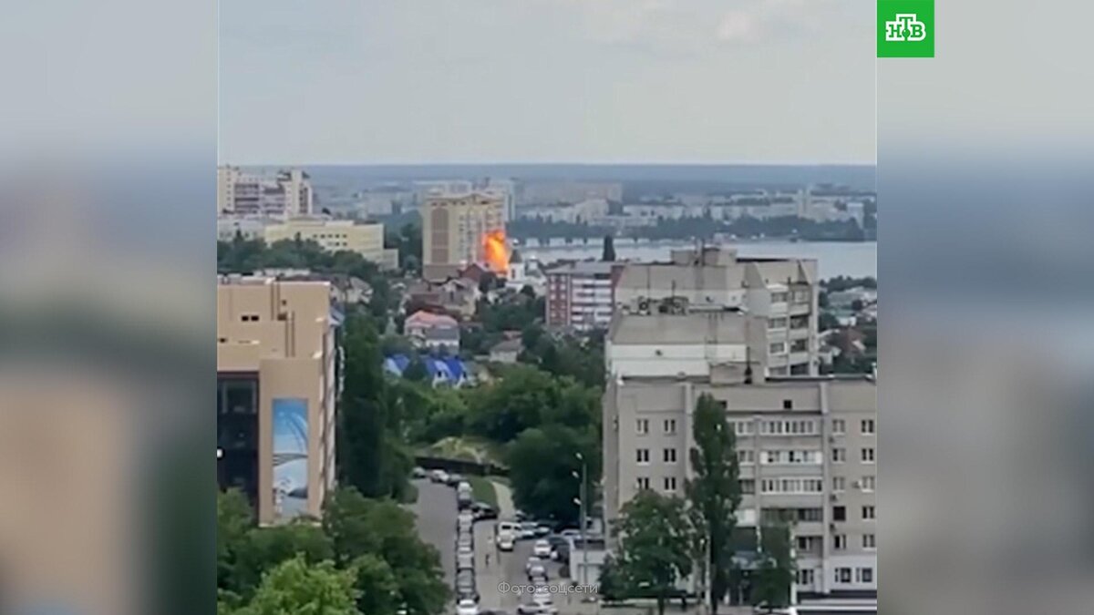    Момент падения беспилотника на жилой дом в Воронеже
