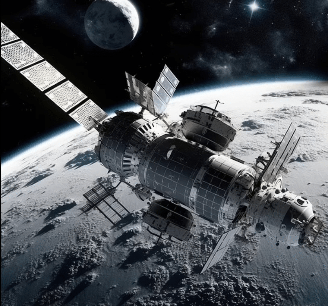    Бэрнхарт также считает, что будут созданы полностью автономные космические станции, которые позволят перемещаться между Землей, Луной и Марсом / © Daily Mail / Midjourney