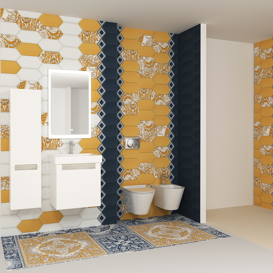 На стенах и полу коллекция плитки и керамогранит "Алмаш" KERAMA MARAZZI