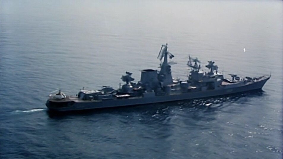 Кадр из фильма "Одиночное плавание". БПК "Очаков".