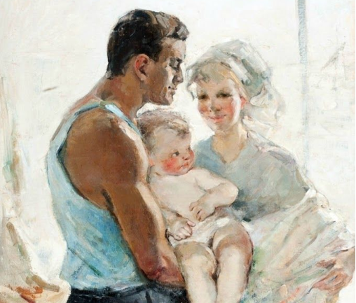 Фрагмент картины "Молодая семья" художницы Эрлер Лидии Николаевны