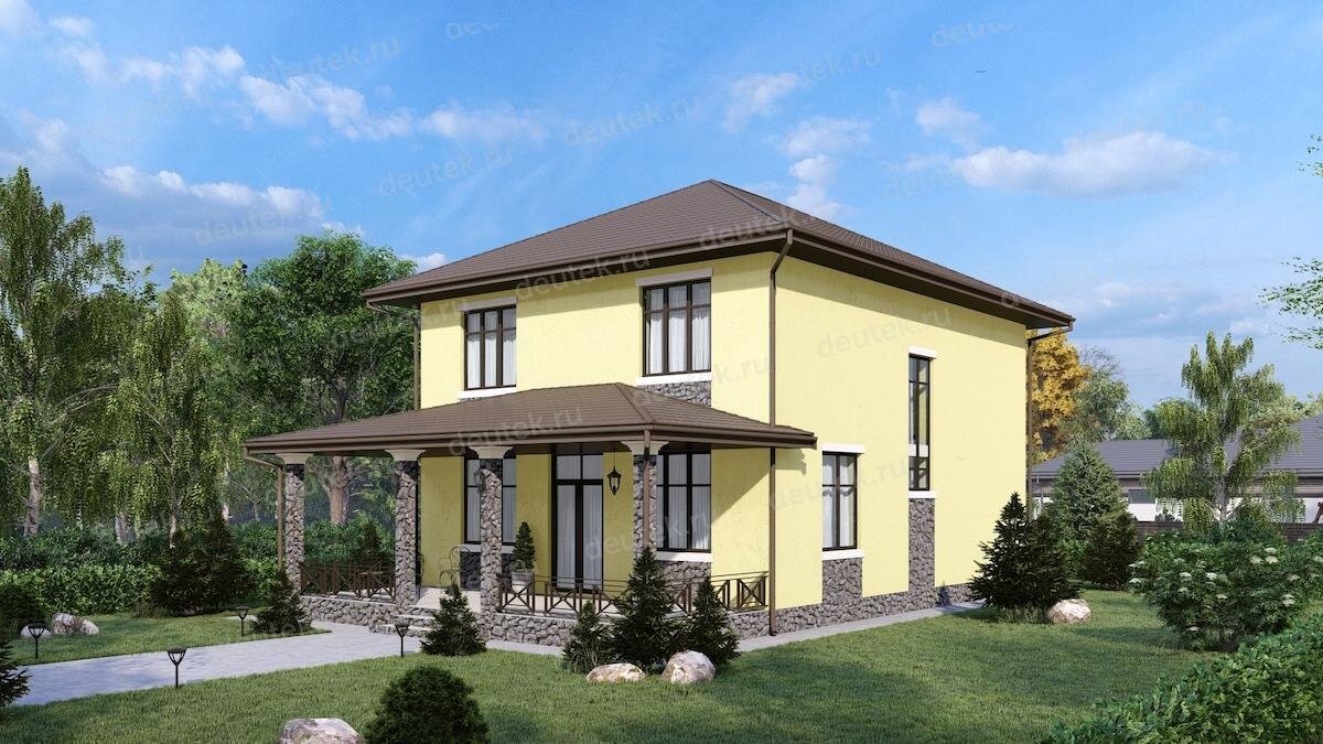 Проект двухэтажного дома 203 м2 с террасой - DTE-184