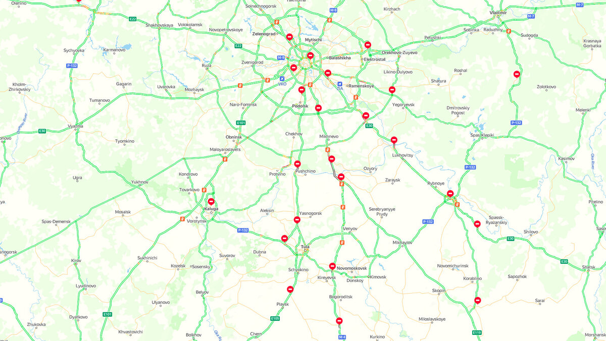 Карта россии с пробками на дорогах онлайн бесплатно