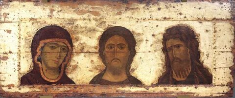 Оглавный деисус 13в. В центре - Господь, справа от Него - Богоматерь, слева - св.Иоанн Предтеча