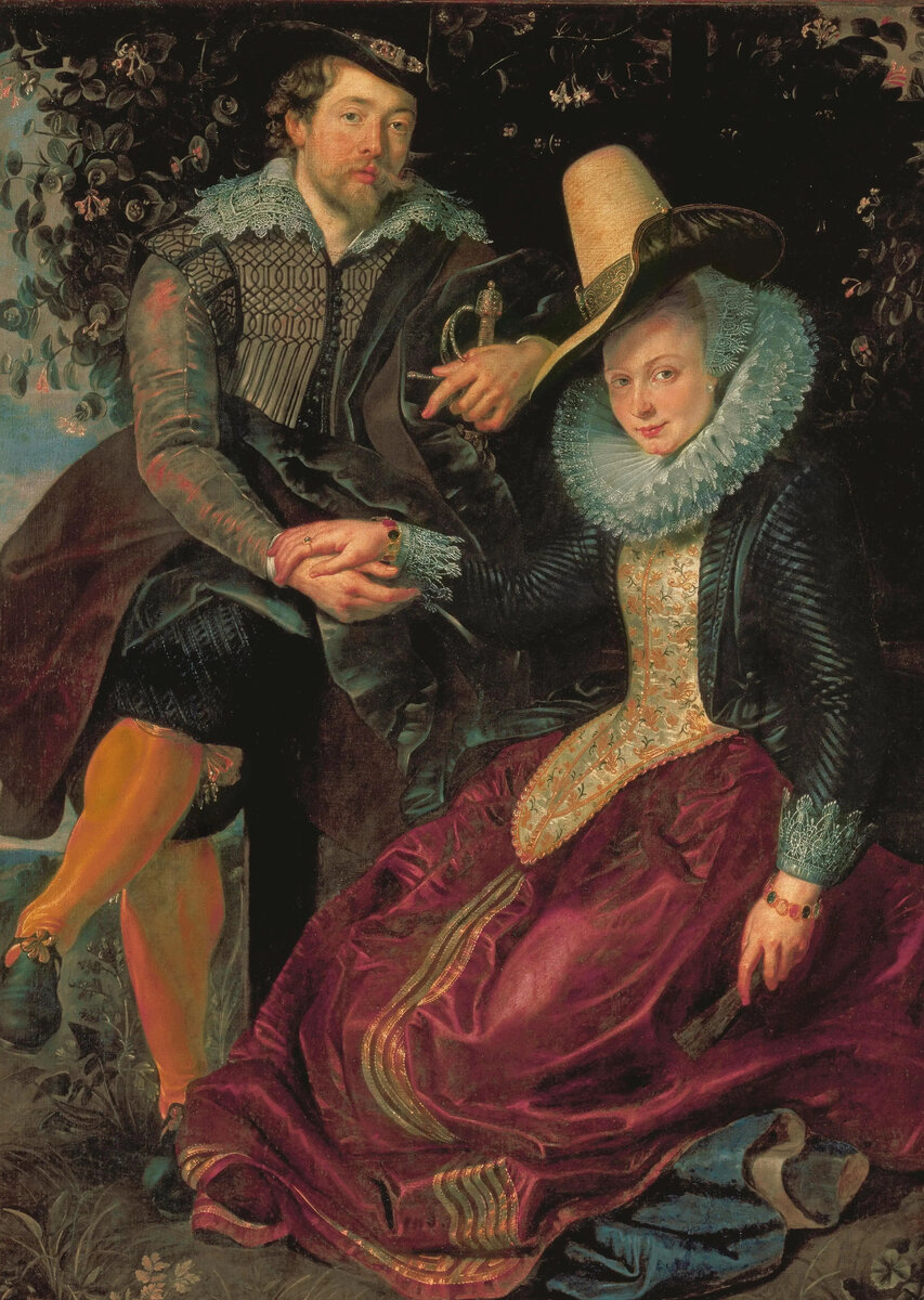 "Беседка из жимолости" Рубенса, около 1609 года: художник и Изабелла Брант в год их свадьбы 