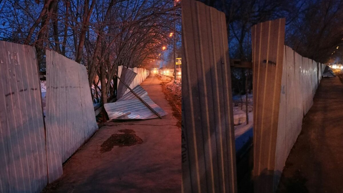     В областной столице 13 марта из-за сильного ветра упал железный забор. По данным читателя «Нашего город», подобная ситуация наблюдается на улице Клары Цеткин ещё с ноября прошлого года.