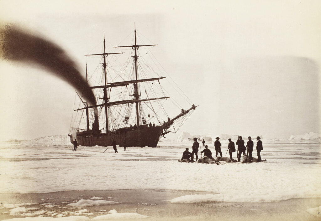 Джон Данмор и Джордж Кричерсон для Уильяма Брэдфорда, «Охота в заливе Мелвилл, празднование после активного дня — шесть убитых белых медведей за двадцать четыре часа» / 1869-73 / «Арктические регионы», № 83. Источник: web.stanford.edu