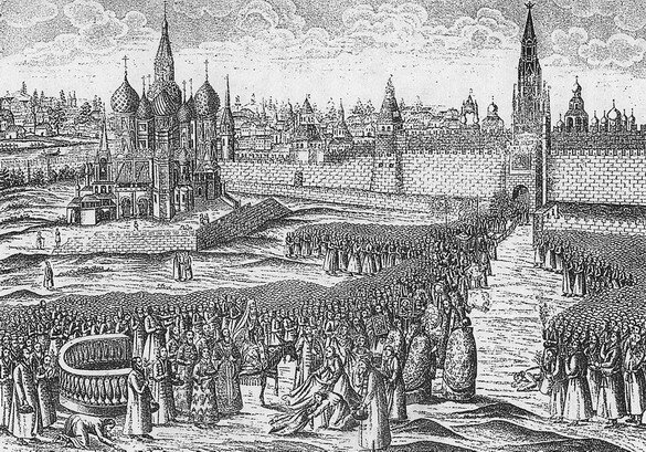 Голландская гравюра XVII в. Обряд «Шествие на осляти»