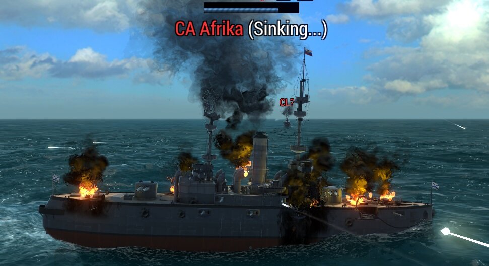 Броненосный крейсер "Африка" долго не смог устоять от огня натренированных испанских артиллеристов.