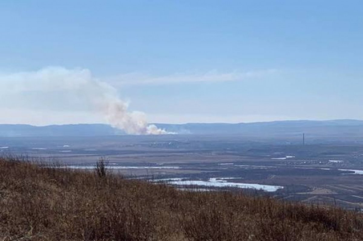    Сухая трава загорелась на окраине Читы