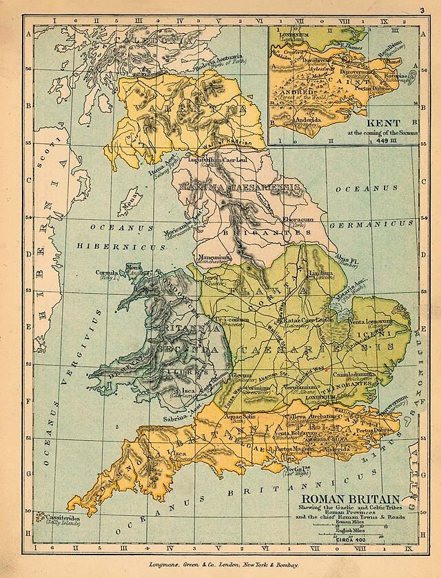Карта римской Британии 400 г. Фото является общественным достоянием.