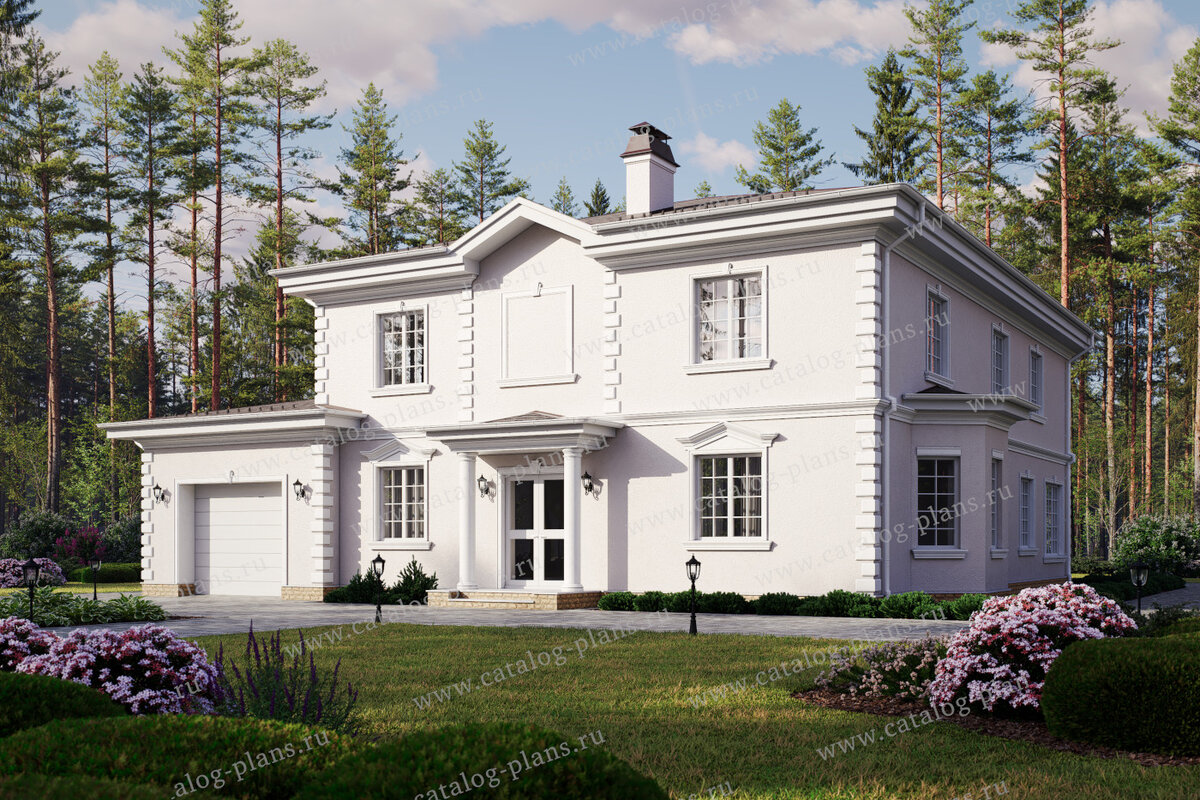 64-82 - Проект двухэтажного загородного дома с бассейном и гаражом из ...