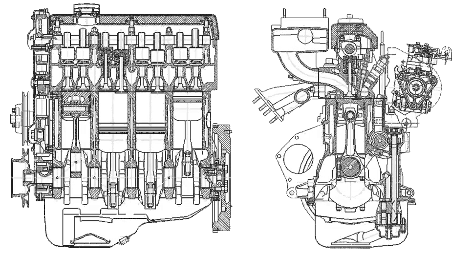 Двигатель ВАЗ-341 в разрезе
