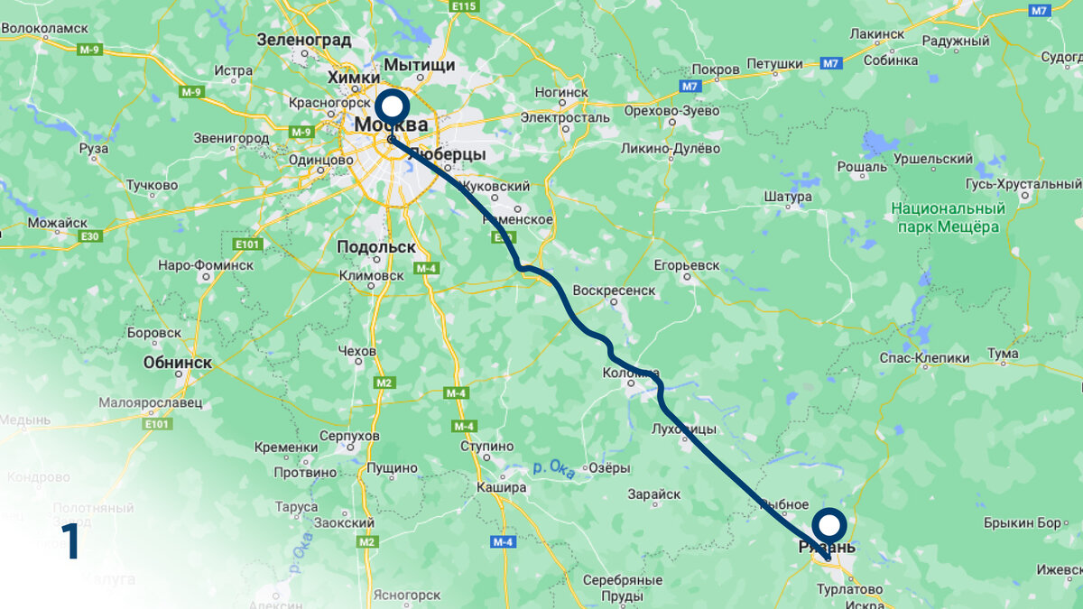 участок от Москвы до Рязани