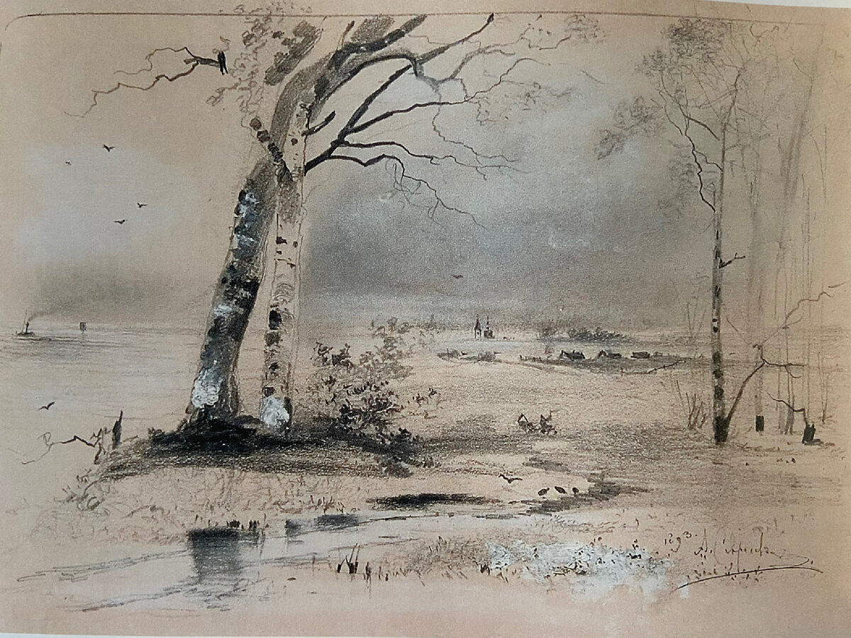 Ранняя весна.
Березы у реки. 1893
Лист из альбома