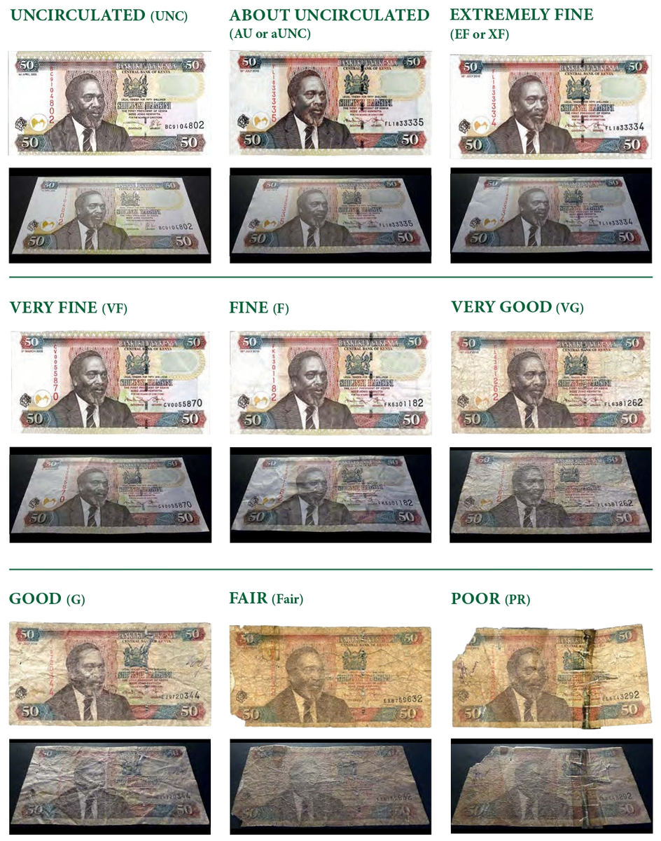 Пример состояния классических бумажных банкнот