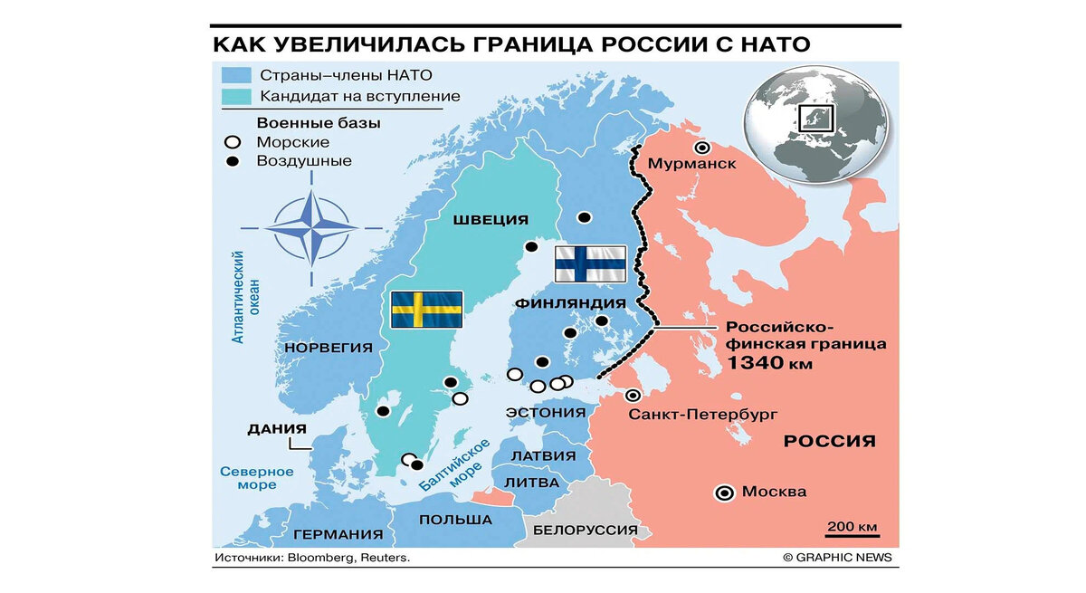 Карта нато и россии