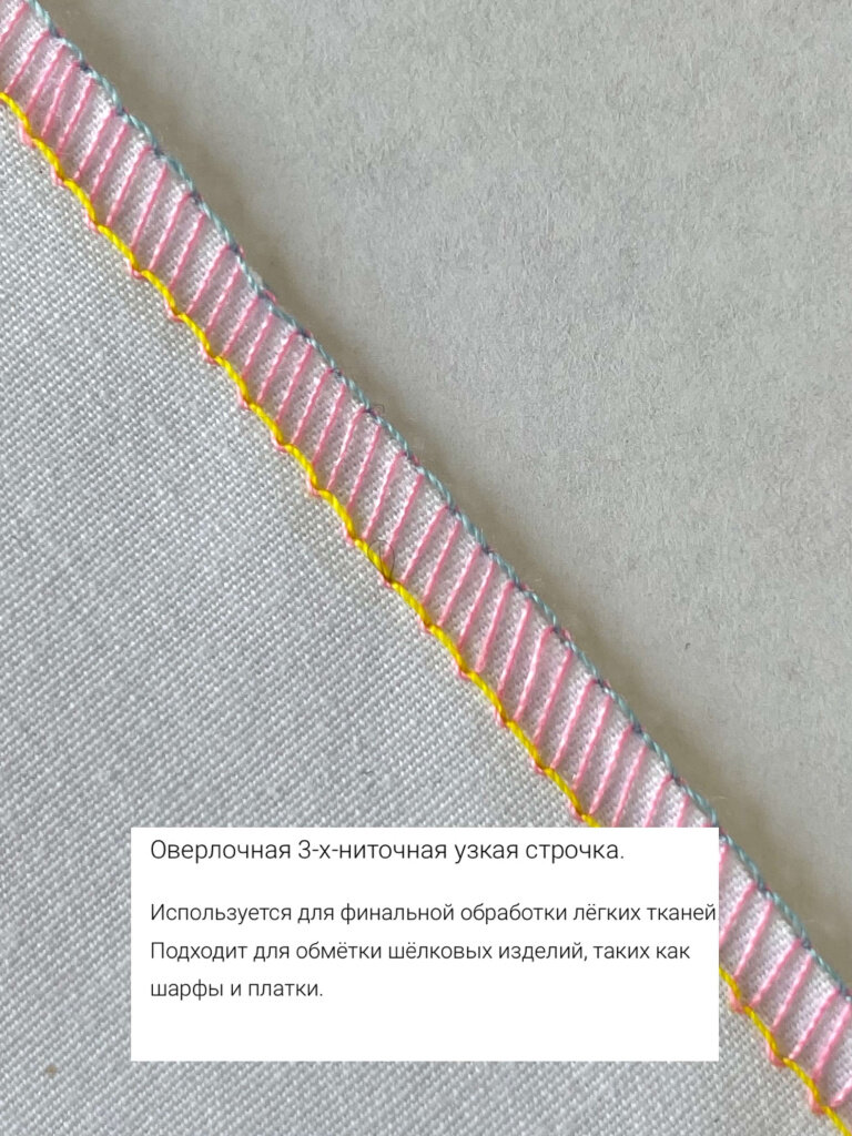 Как выглядит оверлочная строчка. Узкая строчка.