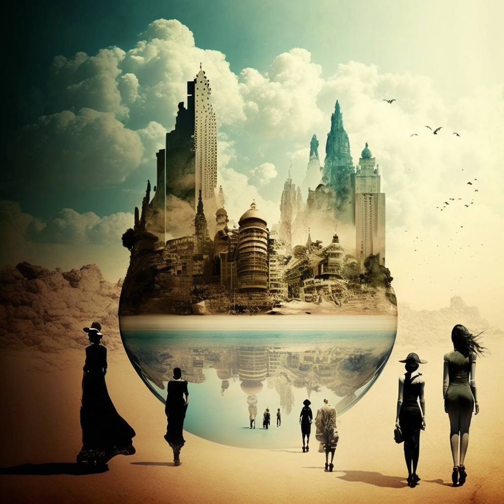 Город, женщины, пляж. Создано в Midjourney.