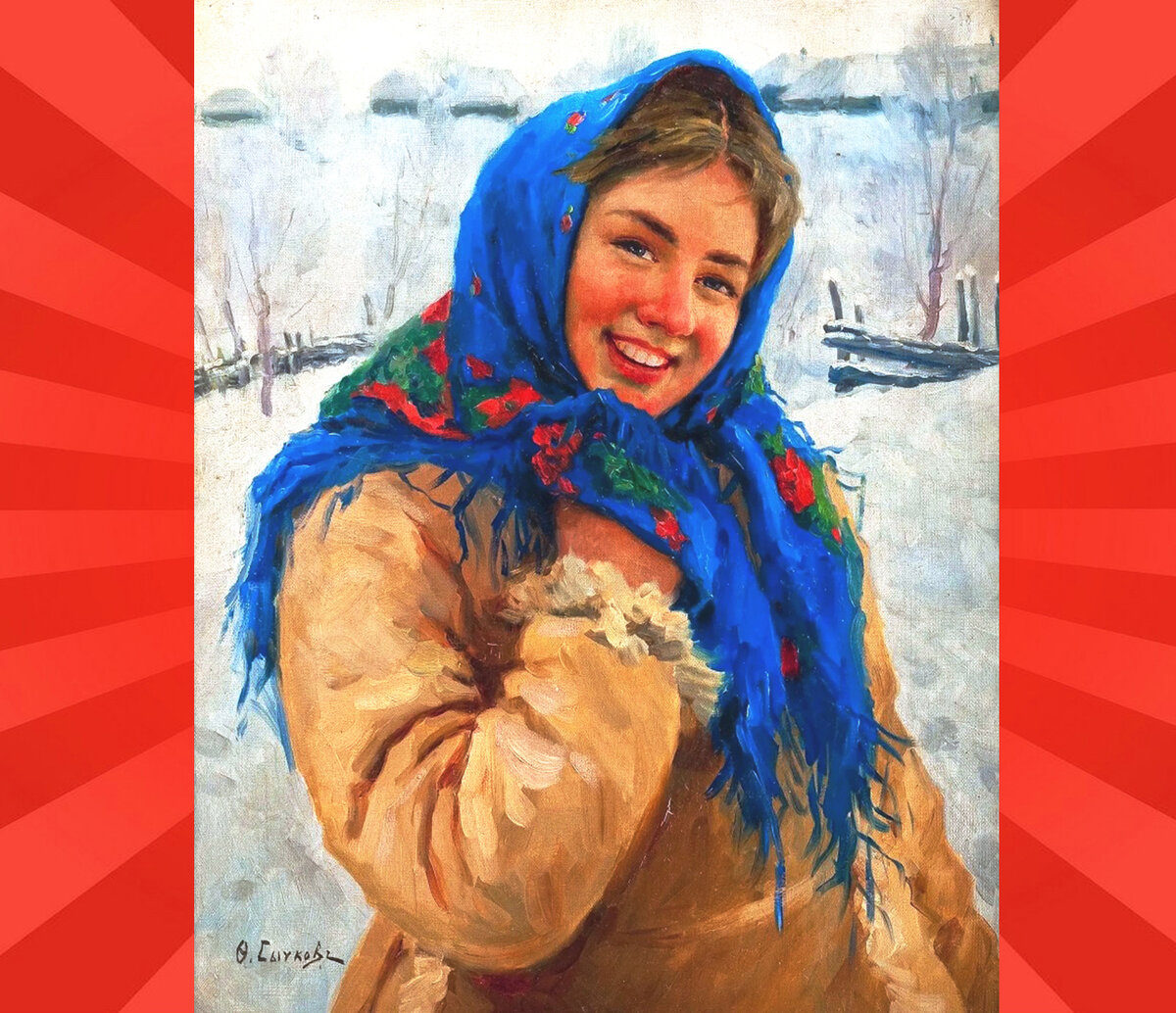 Девушка с синим платком картина