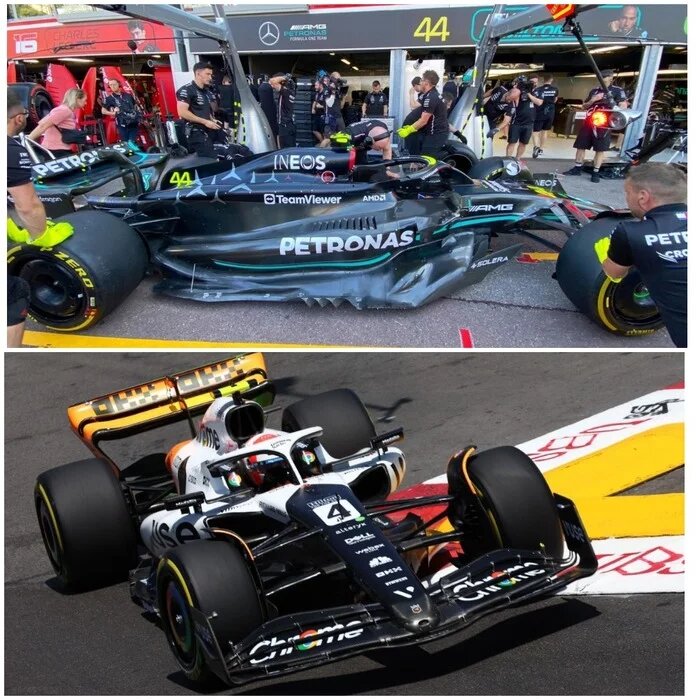 Новые боковые понтоны Mercedes и праздничная окраска McLaren
