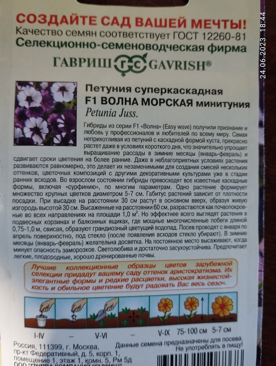 Пакетик петунии "Волна морская"