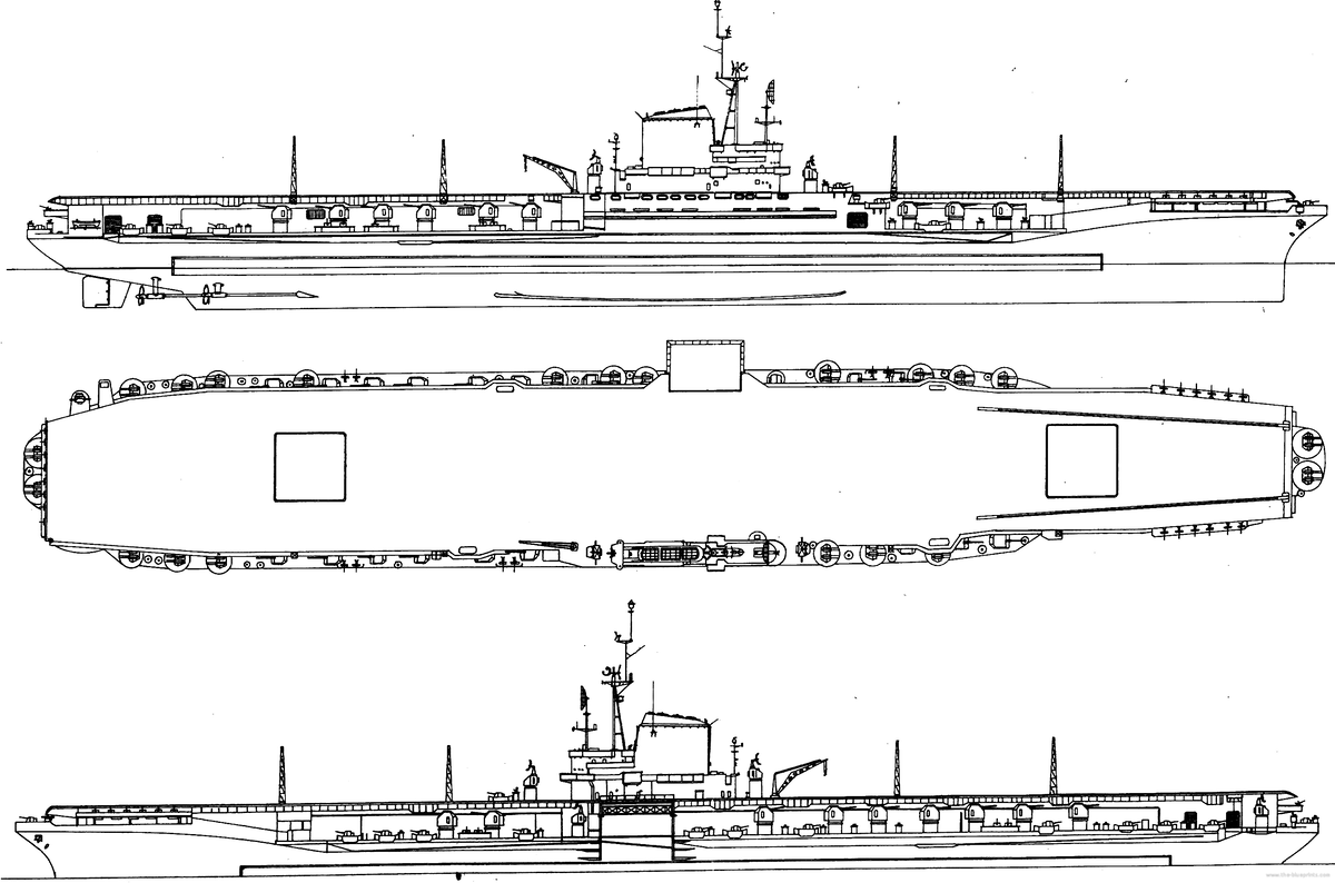 Общий проектный вид авианосцев типа «Мидуэй»