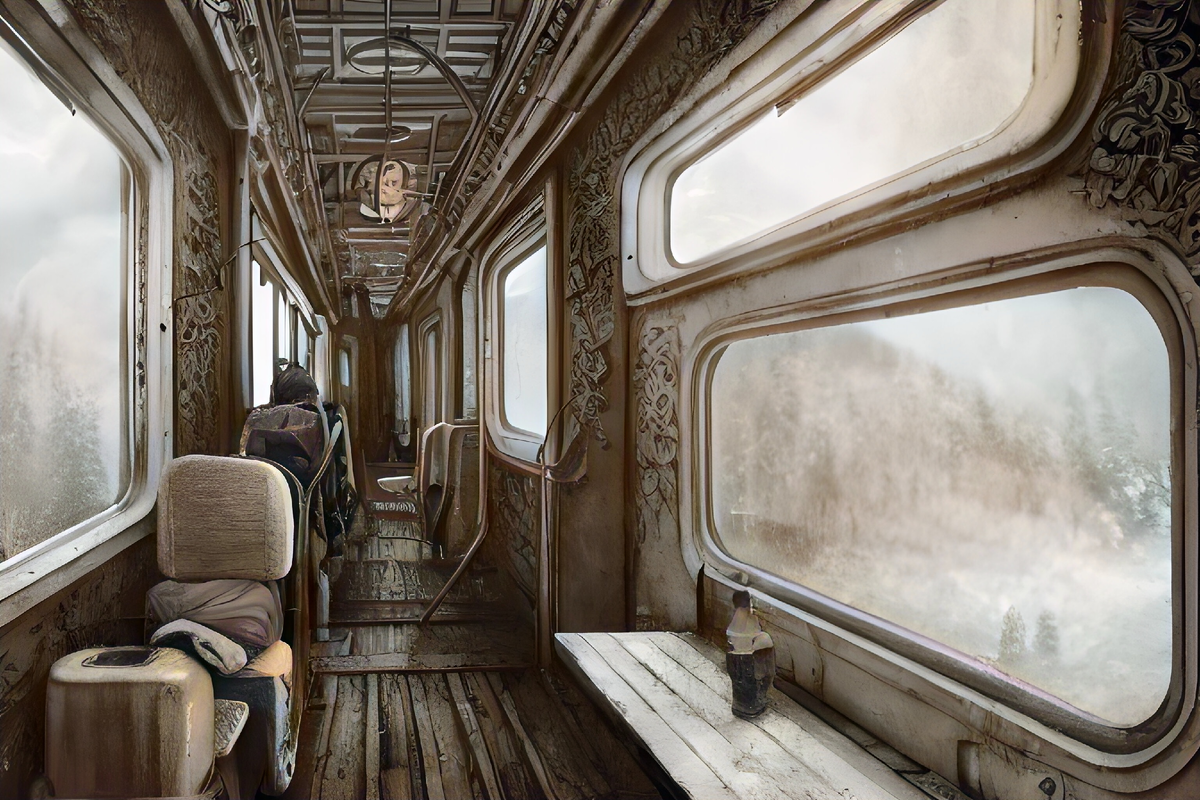 Внутри вагона. Сгенерированно ИИ.