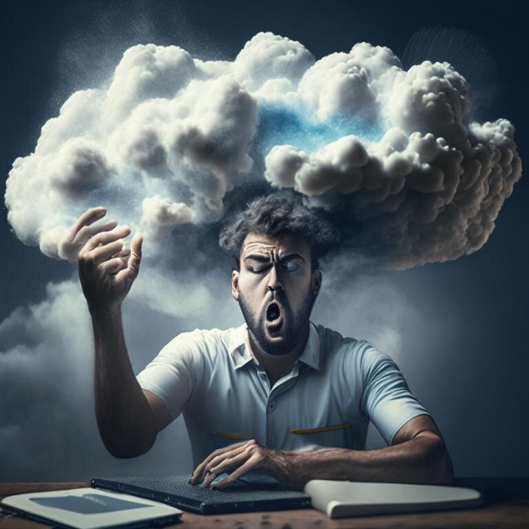 Результат генерации по запросу "Онлайн-репетитор разводит руками тучи", стиль: 4k