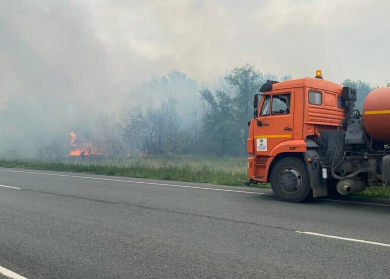    Пожар под Оренбургом тушат более 20 человек Кристина Просвиркина