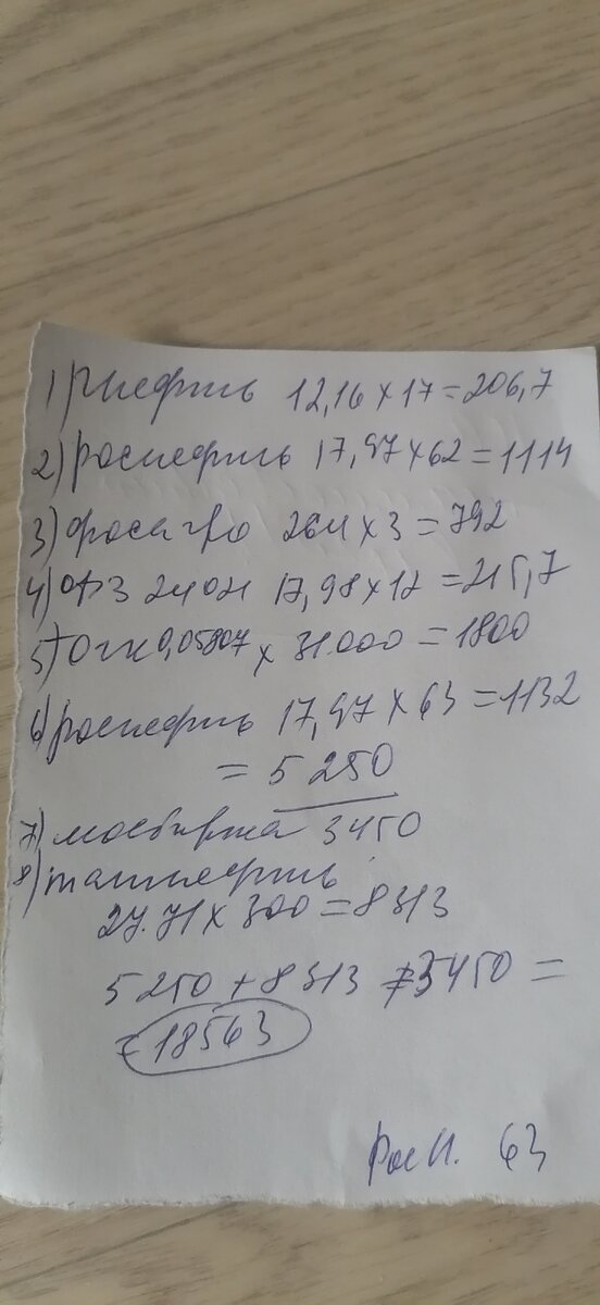 Мой черновик подсчётов. Сюда нужно еще добавить проценты по вкладу-6 тыс рублей.