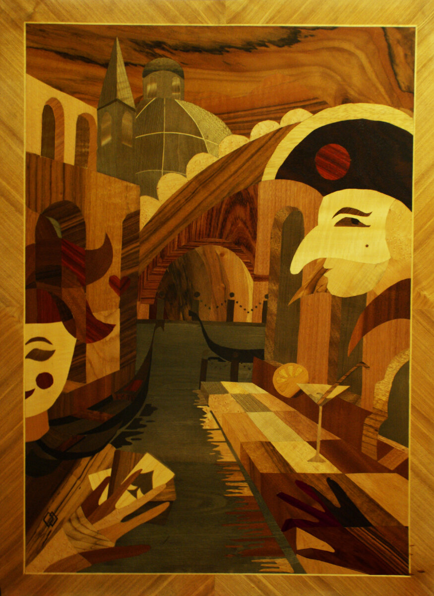 Венецианский карнавал Маркетри. Это моя работа  60\85 см