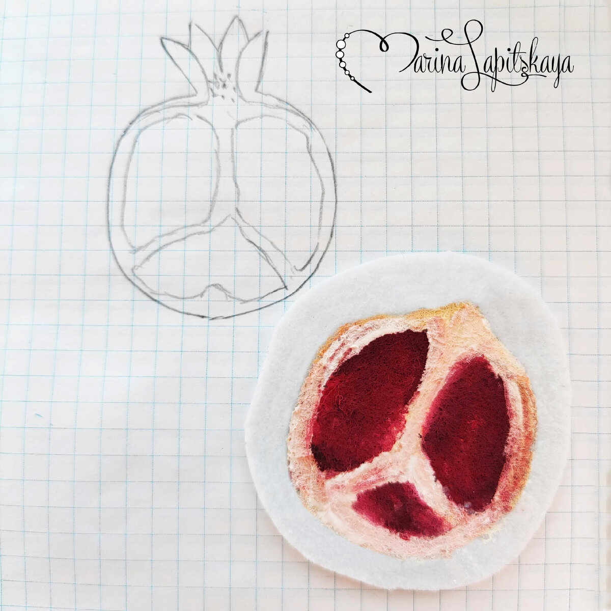 Шаблон и заготовка на фетре