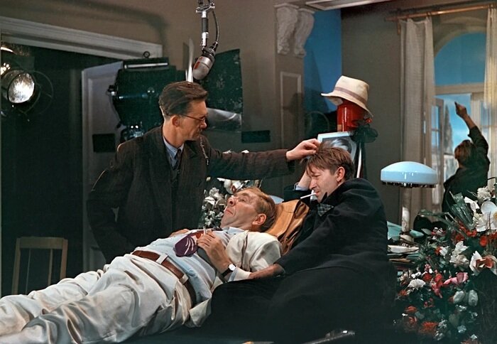 Леонид Гайдай, Ростислав Плятт и Георгий Вицин на съемках фильма "Жених с того света". Фото с сайта mosfilm.ru