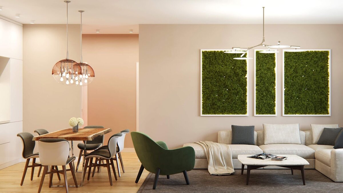 Вариант оформления гостиной в ЖК Headliner 