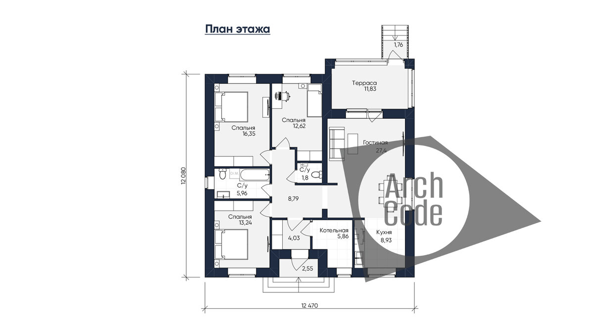 Проекты домов в тремя спальнями. Всем хватит места! | ArchCode |  Проектирование домов | Дзен