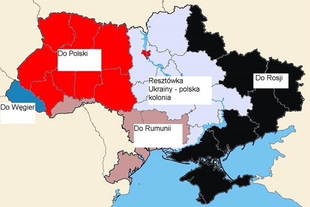 В паллиативной версии "новой Украины" Польша готова отдать Одессу румынам, сохранив доступ к Чёрному морю через порты Николаева в польской колонии. Непонятно почему, но российские власти с такой идеей не согласны...
