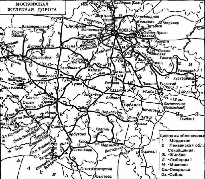 Курская железная дорога схема