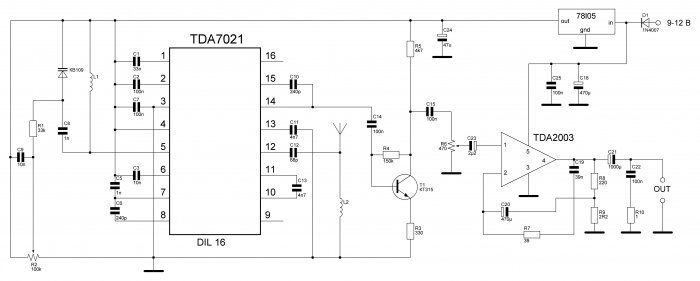 УКВ FM приемник с электронной настройкой на микросхеме К174ХА34 (TDA7021)