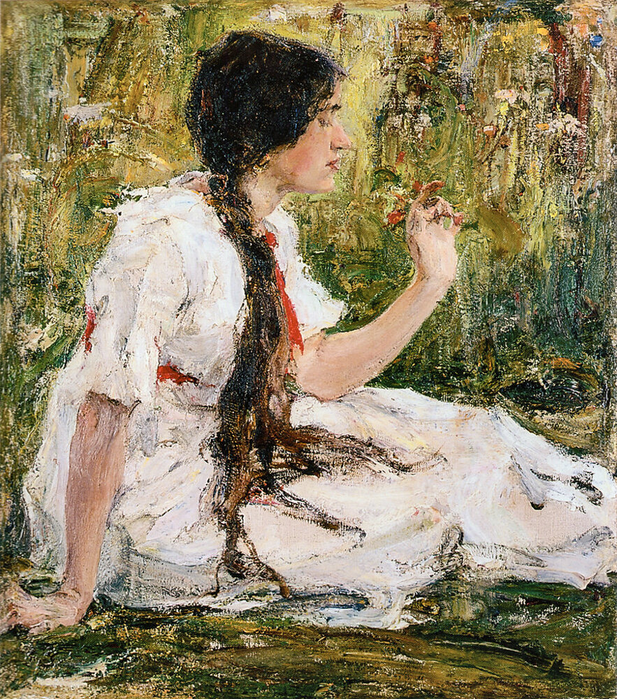 Художник Николай Фешин "Весна в степи (Портрет А.Н.Фешиной)"