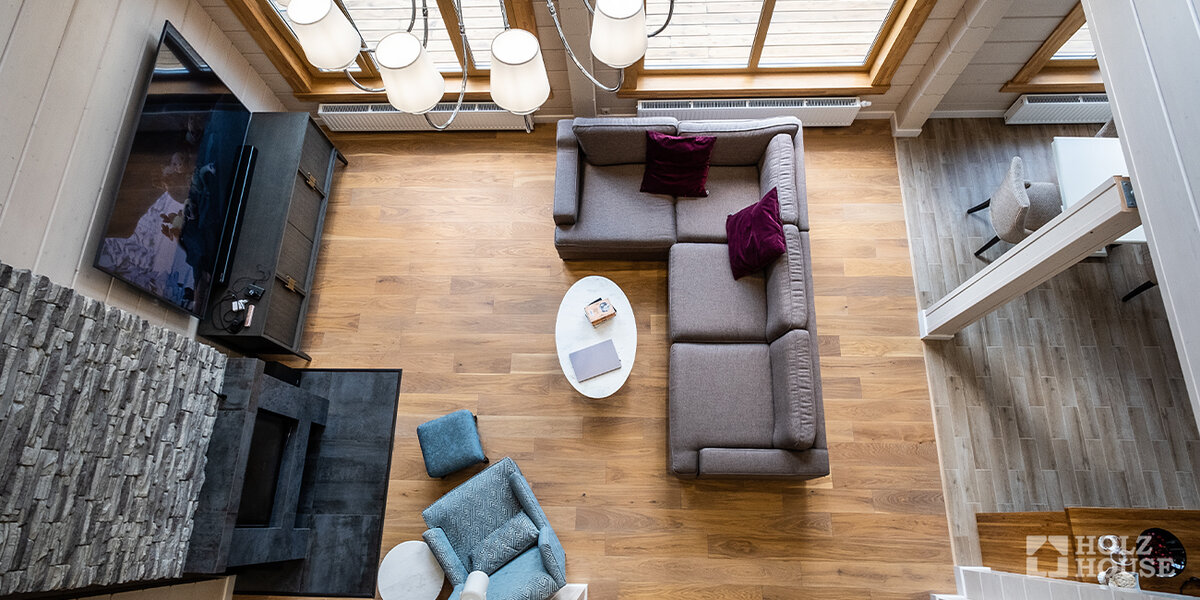 Интерьер дома из клееного бруса по проекту "Белфаст"