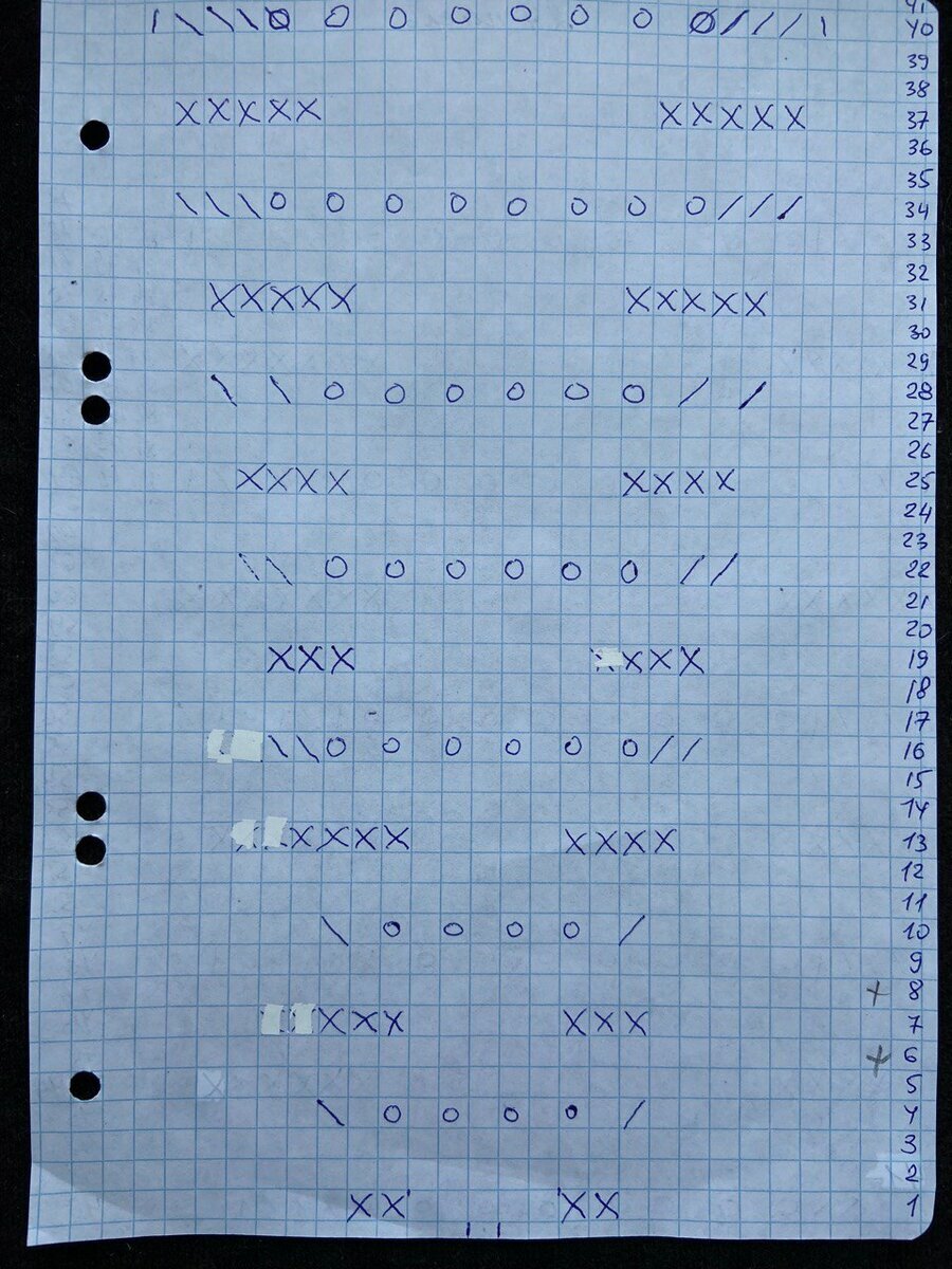 схема узора кокетки (раппорт), продолжение - в галерее