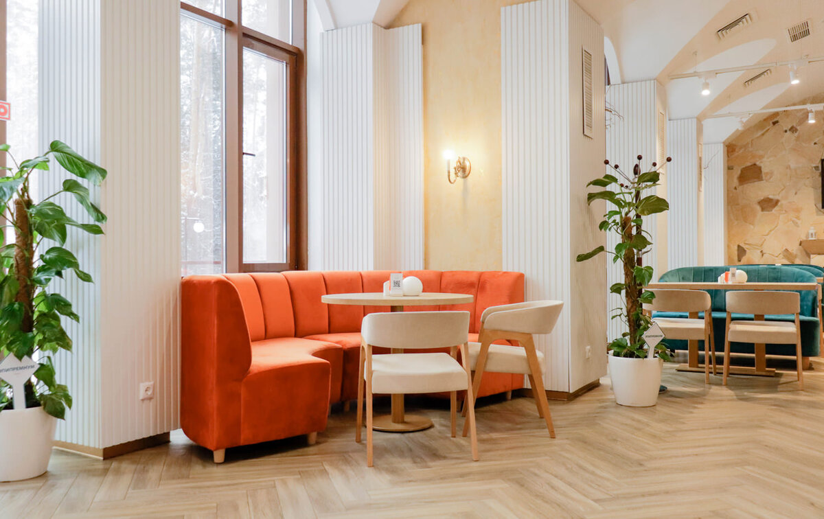 Интерьер ресторана «Альпери» по дизайну Екатерины Проскуриной.