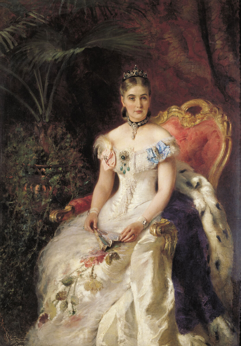 Портрет княгини В. А. Волконской (1848-1924),1884 Холст, масло, 177 х137 см Художественный музей Грузии К.Е.Маковский (1839–1915) 