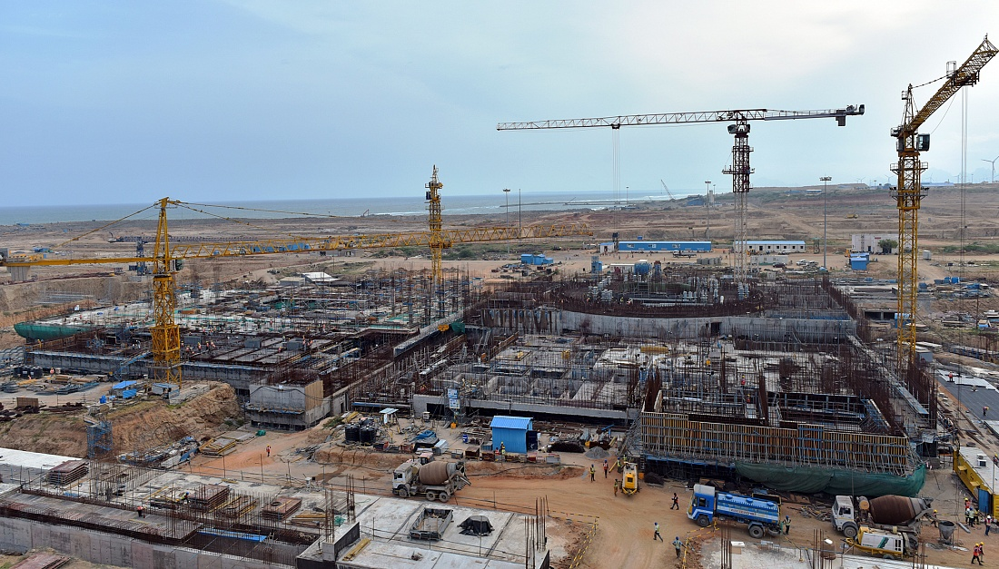 Панорама строительной площадки, энергоблок № 4. Июнь 2019 г. Фото: пресс-служба АЭС «Куданкулам». Фотография официальная (с сайта АСЭ Росатом)